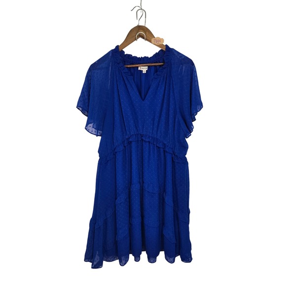 Nanette Lepore Dresses & Skirts - Nanette Lepore Royal Blue Clip Dot Ruffle Tiered Mini Dress Size 14